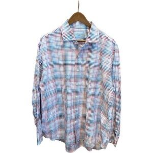 Ledbury Fine Shirting Multicolored Long Sleeve Button Down Shirt Classic Sz 18